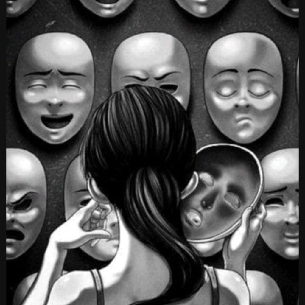 Máscaras-falsos-eus-defesas-emocionais-criada-para-esconder-dor-criança-interior-transformação-mudança-coração-fé-oração