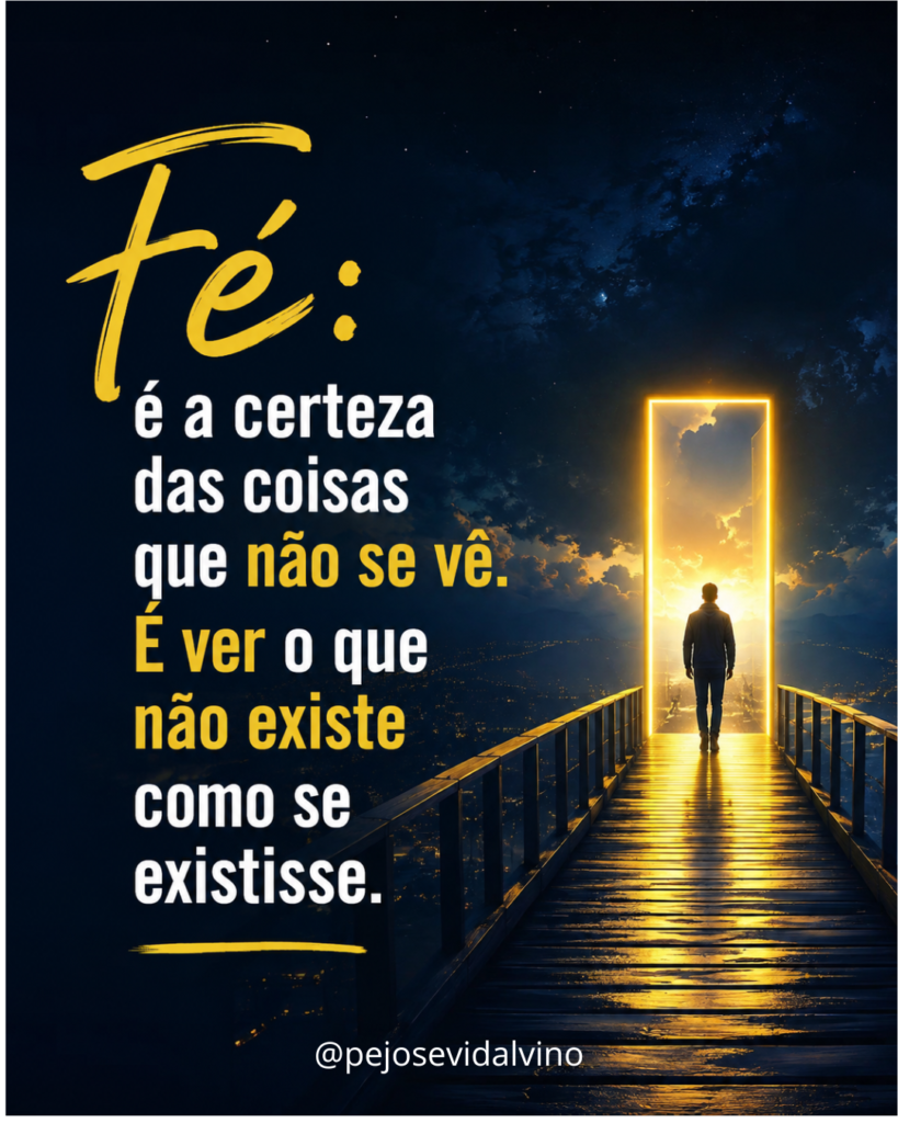 Fé: é a certeza das coisas que não se vê. É ver o que não existe como se existisse.